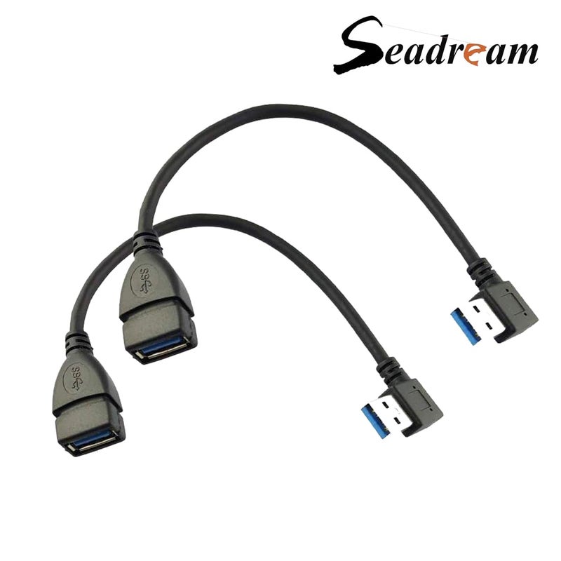 Seadream 2Pack SuperSpeed USB 3.0 Right Angle Male to Female Extension Cable - Right Angle - Image 5